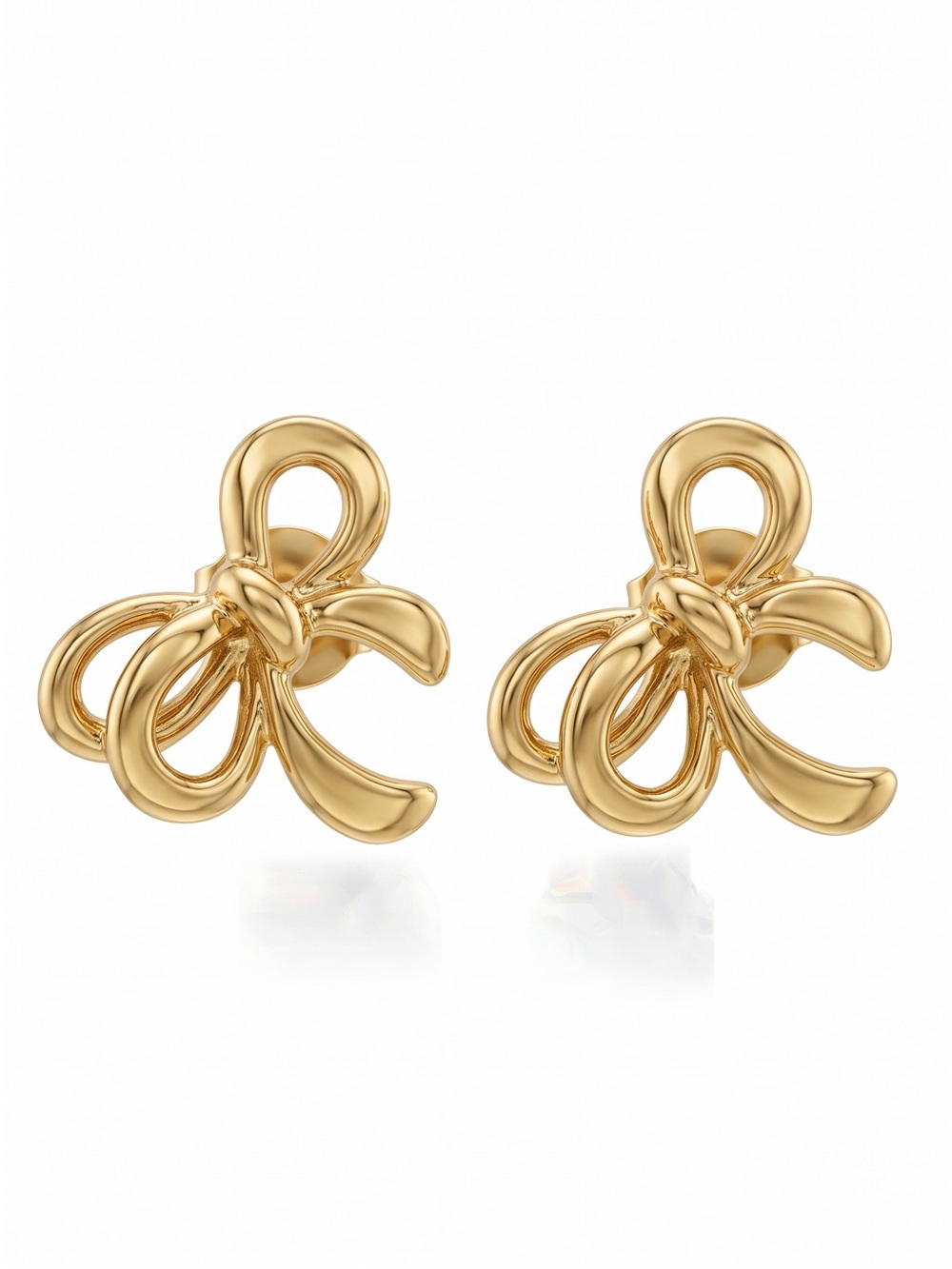 Gold Bow Knot Stud Earrings - Women Jewelry